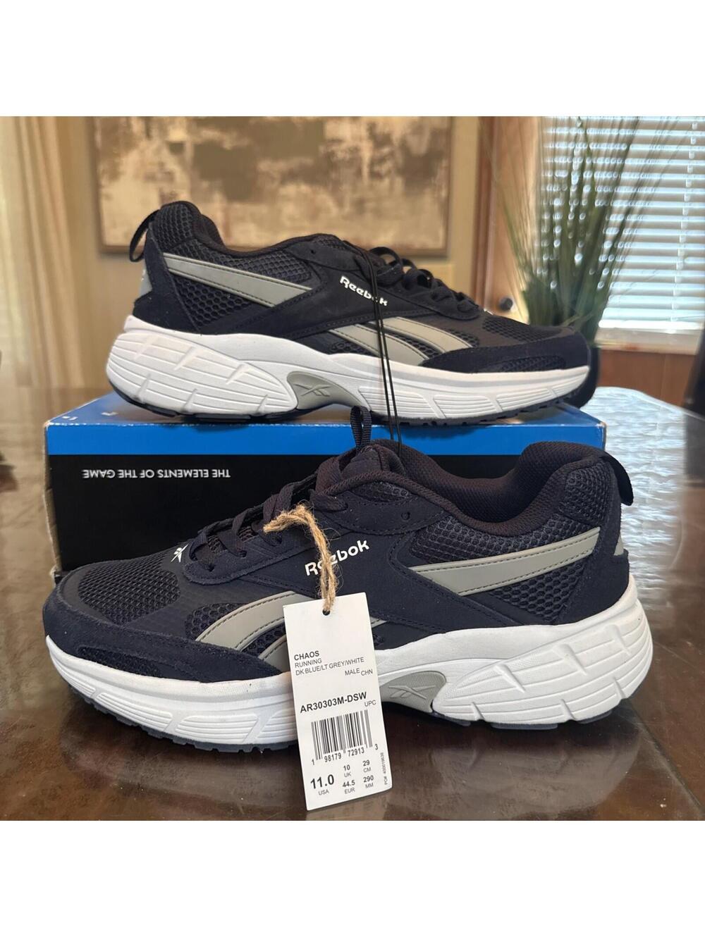Reebok Chaos Running Shoes Mens Size 10 Blue Gray Running Sneakers Athletic